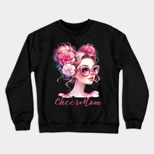 Cheer Mom Cheerleader Mama Life Messy Bun Mother's Day Crewneck Sweatshirt